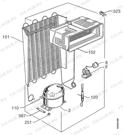 Взрыв-схема холодильника Zanussi ZI7231 - Схема узла Cooling system 017